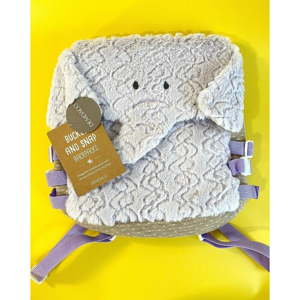Demdaco Emerson The Elephant Buckle and Snap Plush Toddler Knapsack ~ NEW